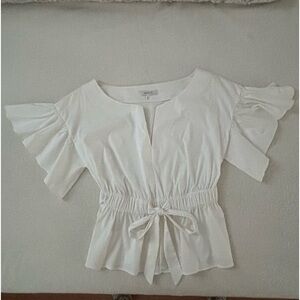 NWOT Milly Ruffle White Blouse. Size S